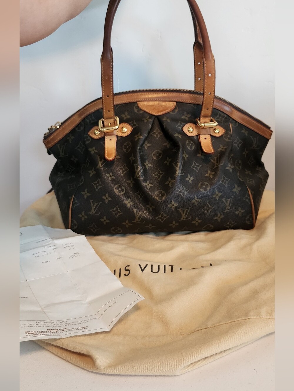 Louis Vuitton Monogram Canvas Satchel with Brown Leather Trim